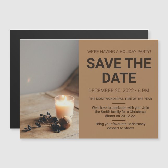 Simple Christmas Holiday Party Save The Date Magnetic Invitation (Front/Back)