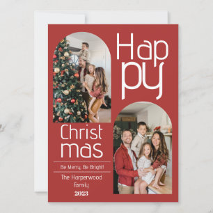  Simple Christmas holidays Modern Typography Photo Holiday Card