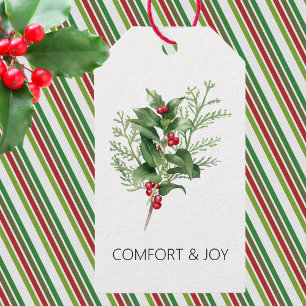 Simple Christmas Holly & Greenery  Gift Tags