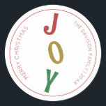 Simple Christmas Joy Envelope Seal and Gift Label<br><div class="desc">This Simple Christmas Joy Envelope Seal and Gift Label design is inspired by memories of creating handmade Christmas cards when we were kids - cutting out colourful paper in cheerful Christmas tree shapes arranged with pictures of our family. This sweet and joyful design features a clean white background with "Joy"...</div>