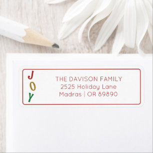 Simple Christmas Joy Holiday Adresse de retour Lab