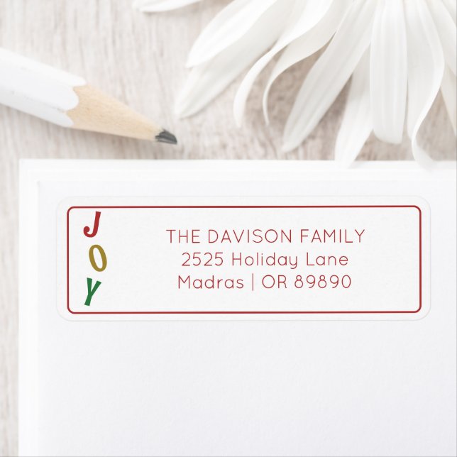 Simple Christmas Joy Holiday Return Address Label (Insitu)