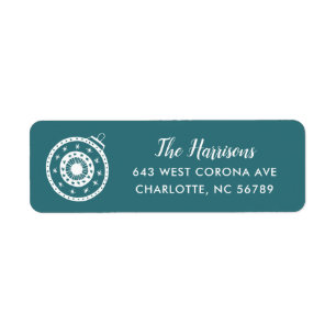 Simple Christmas Modern Ornament Teal Address