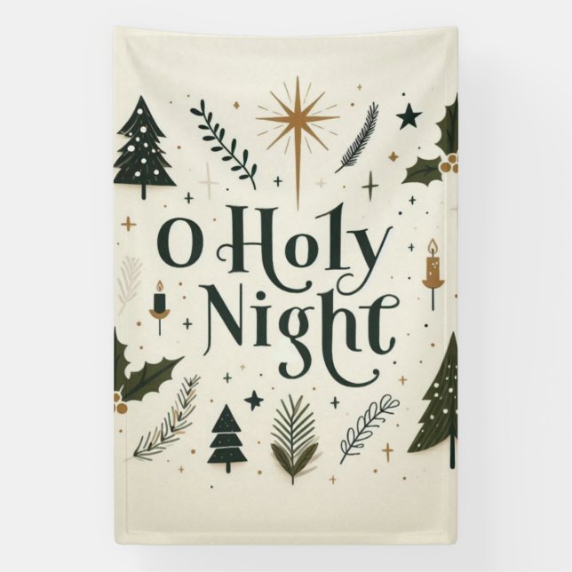 Simple Christmas O Holy Night Banner (Vertical)