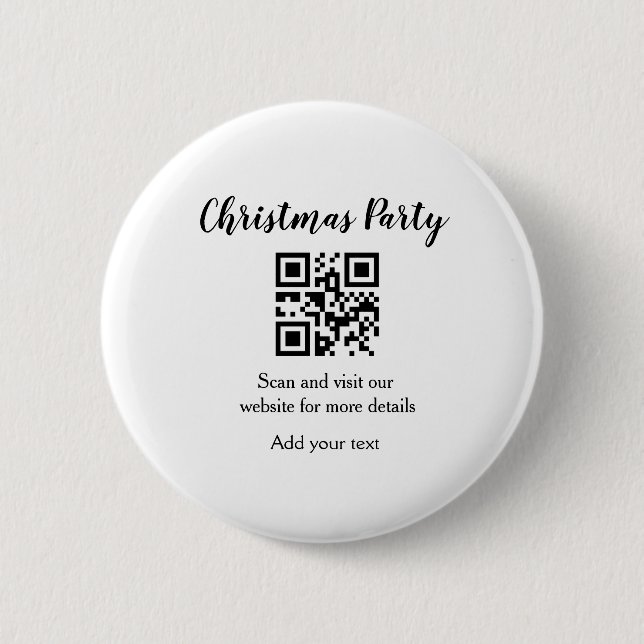 Simple christmas party website barcode QR add name 2 Inch Round Button (Front)