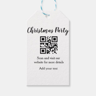 Simple christmas party website barcode QR add name Gift Tags