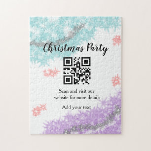 Simple christmas party website barcode QR add name Jigsaw Puzzle