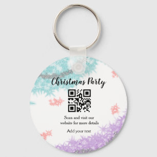 Simple christmas party website barcode QR add name Keychain