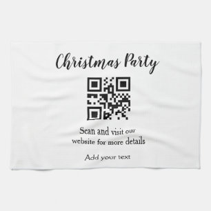 Simple christmas party website barcode QR add name Kitchen Towel