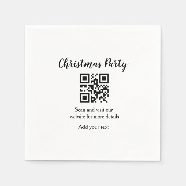 Simple christmas party website barcode QR add name Napkin (Front)