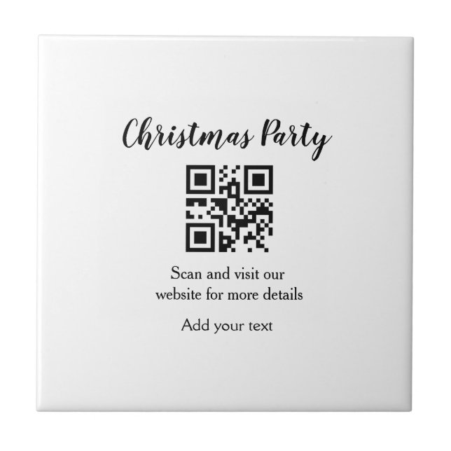 Simple christmas party website barcode QR add name Tile (Front)