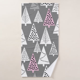 Simple Christmas pattern. Abstract gray and white  Bath Towel