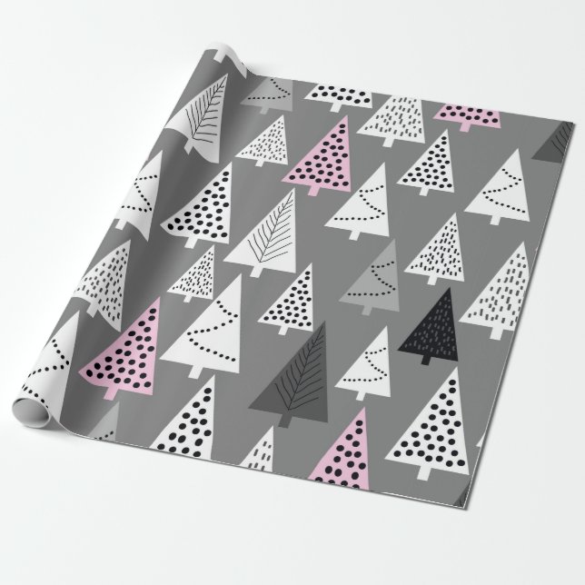 Simple Christmas pattern. Abstract gray and white  Wrapping Paper (Unrolled)