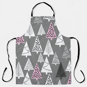 Simple Christmas pattern. Abstract grey and white Apron
