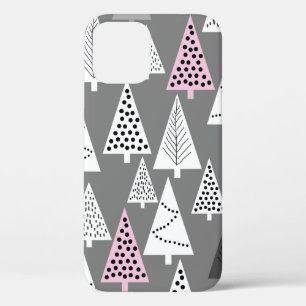 Simple Christmas pattern. Abstract grey and white iPhone 12 Case