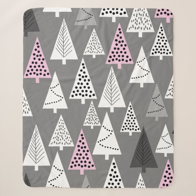Simple Christmas pattern. Abstract grey and white  Sherpa Blanket (Front)
