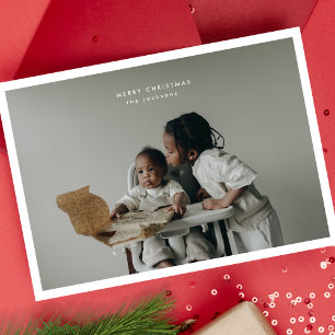 Simple Christmas Photo Frame Custom Text Greeting Holiday Card