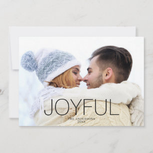 Simple Christmas Photo Joyful Flat Holiday Card