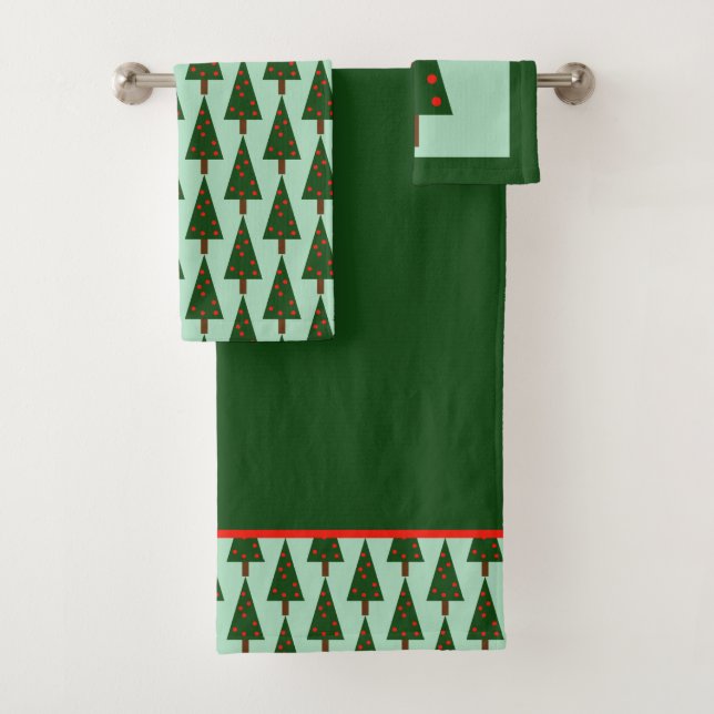 Simple Christmas Pine Forest Bathroom Towel Set (Insitu)