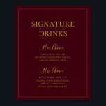 Simple Christmas | Red Signature Drinks Sign<br><div class="desc">This simple Christmas | red signature drinks sign is perfect for your minimalist modern winter wedding. The classic gold luxury calligraphy, along with the traditional red background, all bordered with a minimal frame, is sure to complete the colourful holiday vibe you're looking for. You can personalize with your own photos...</div>