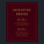Simple Christmas | Red Signature Drinks Sign<br><div class="desc">This simple Christmas | red signature drinks sign is perfect for your minimalist modern winter wedding. The classic gold luxury calligraphy, along with the traditional red background, all bordered with a minimal frame, is sure to complete the colourful holiday vibe you're looking for. You can personalize with your own photos...</div>