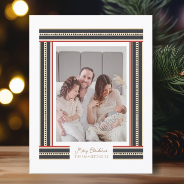 Simple Christmas Ribbon Border  Holiday Card (Creator Uploaded)