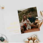 Simple Christmas Single Photo Gold Foil Holiday Card<br><div class="desc">This simple Christmas single photo gold foil holiday card is perfect for your modern luxury Christmas greeting. The casual yet classic festive font is made with premium gold pressed real foil, allowing for a shiny minimalist rustic look. The Lettering goes well with dark boho winter photos, and the basic minimal...</div>