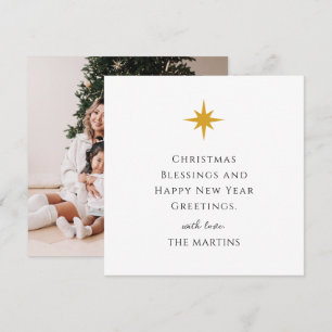 Simple Christmas Star Personalized Religious Photo Invitation