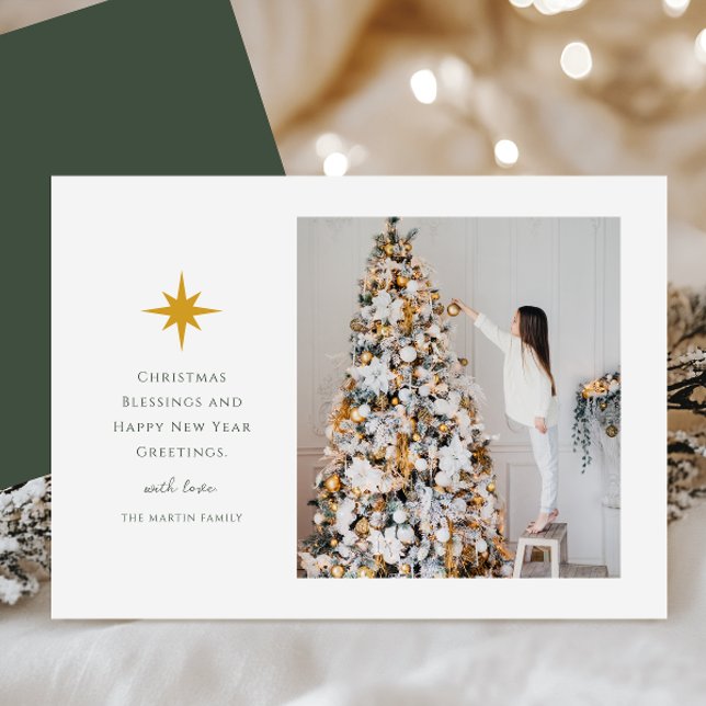 Simple Christmas Star Photo  Holiday Card (Creator Uploaded)