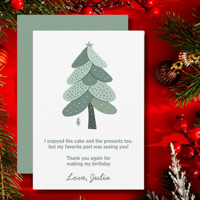 Simple Christmas tree Birthday  Thank You Card (Creator Uploaded)