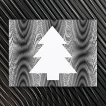 Simple Christmas Tree Black & White Stripes Trippy