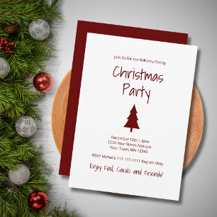 Simple Christmas Tree Modern Holiday Party  Invitation