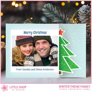 Simple Christmas Tree Most Wonderful Time Photo Holiday Card