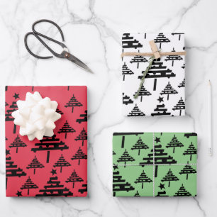 Simple Christmas Tree Pattern Holidays Wrapping Paper Sheet