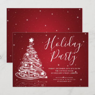 Simple Christmas Tree Red Holiday Party Invitation