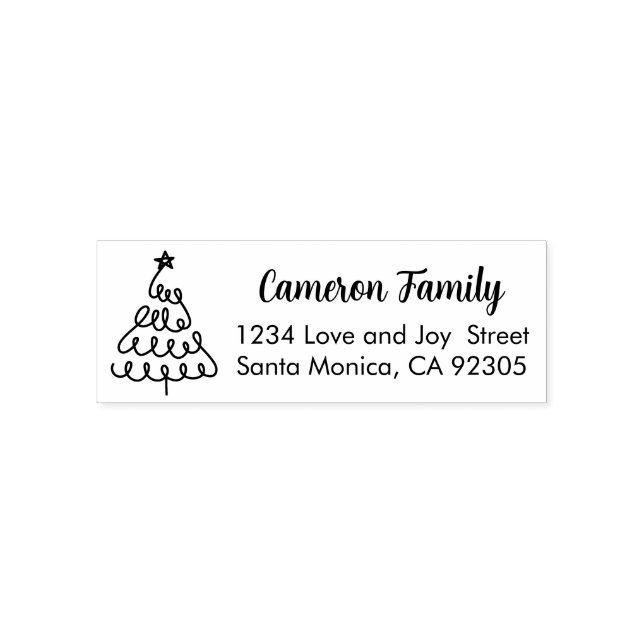 Simple Christmas Tree Self Inking Rubber Stamp (Design)