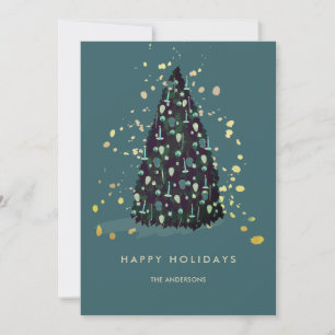 Simple Christmas Tree Teal Christmas Holiday Card