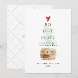 Simple Christmas Tree Typography Green Red Holiday Card