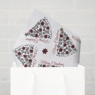 Simple Christmas tree with Poinsettia Personalize  Tissue Paper