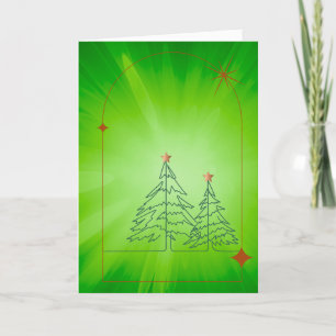 Simple Christmas Trees on green  Holiday Card