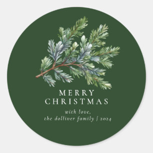 Simple Christmas Watercolor Floral  Classic Round Sticker