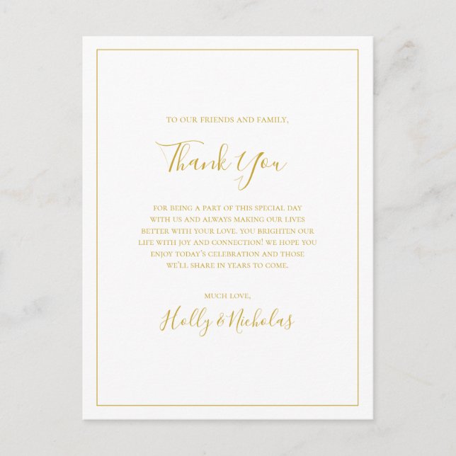Simple Christmas White Thank You Reception Card (Front)