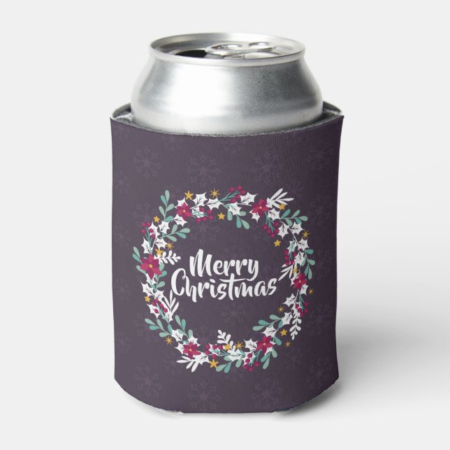 Simple Christmas Wreath Purple | Can Cooler (Can Front)