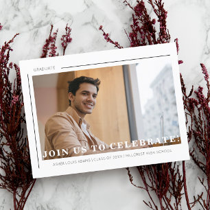 Simple Chrome Typography Script Photo Graduate Announcement Postcard