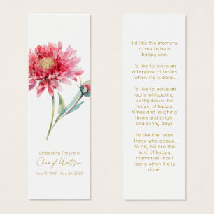 Simple Chrysanthemum Funeral Memorial Bookmark