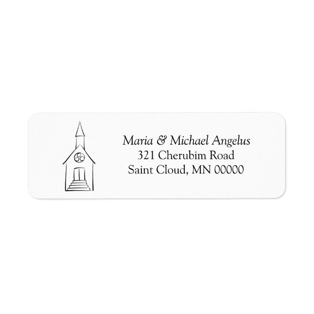 Simple Church Wedding Chapel Return Address Label (Front)