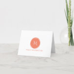 Simple Circle Monogram Coral Folded Note Cards<br><div class="desc">This note card design features a simple circle with a monogram in coral. Click the customize button if you would like to move/scale the images and further modify the text! Variations of this design, additional colours, as well as coordinating products are available in our shop, zazzle.com/store/doodlelulu. Contact us if you...</div>