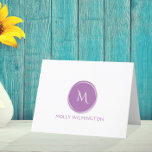 Simple Circle Monogram Lavender Folded Note Cards<br><div class="desc">This note card design features a simple circle with a monogram in lavender. Click the customize button if you would like to move/scale the images and further modify the text! Variations of this design, additional colours, as well as coordinating products are available in our shop, zazzle.com/store/doodlelulu. Contact us if you...</div>