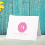 Simple Circle Monogram Pink Folded Note Cards<br><div class="desc">This note card design features a simple circle with a monogram in pink. Click the customize button if you would like to move/scale the images and further modify the text! Variations of this design, additional colours, as well as coordinating products are available in our shop, zazzle.com/store/doodlelulu. Contact us if you...</div>