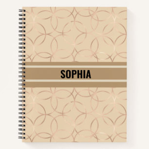 Simple Circle Pattern Beige with Your Name Notebook